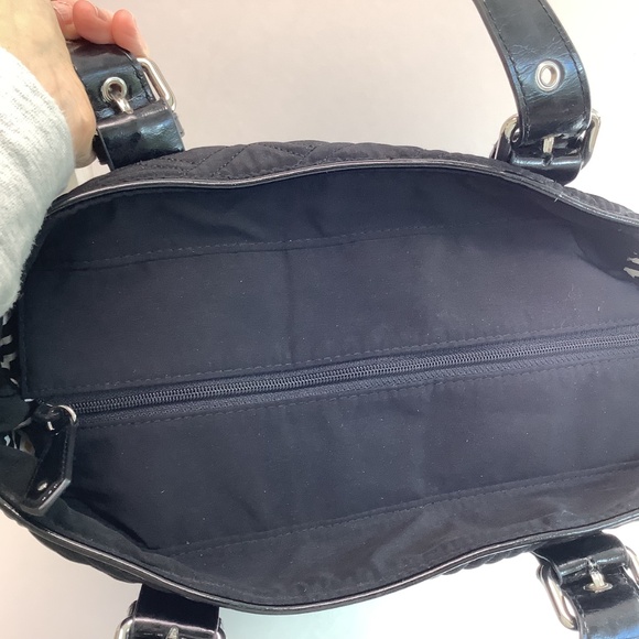 Vera Bradley Classic Quilted Microfiber and Patent Leather Large Black Tote Bag - Picture 9 of 13